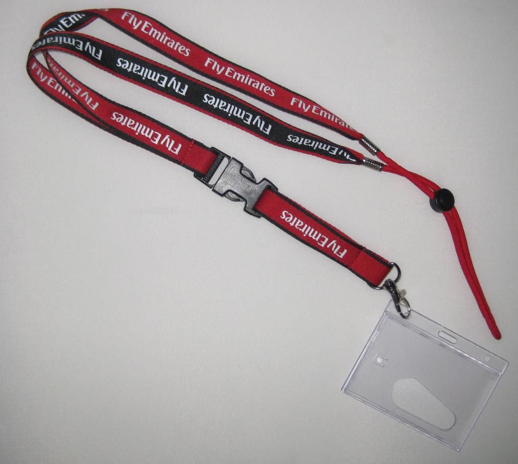 emirates reversible black/red "fly emirates" lanyard ~highly