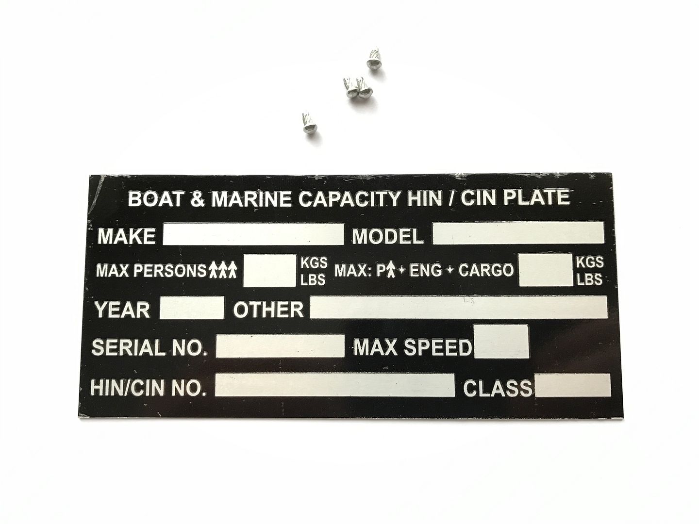 BOAT BLANK CHASSIS VIN NUMBER PLATE