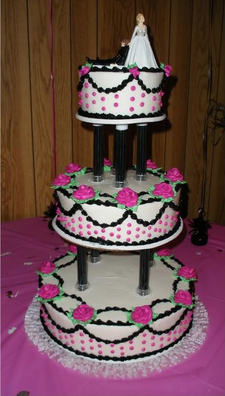 pink and black wedding cakes