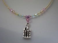 Pastel Rainbow Princess Castle Necklace (on Peach) by Adorn