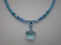 Blue Crystal Flower Little  Girl's Necklace by Adorn