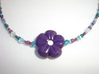 Little Girls Purple Daisy Beaded Necklace by Adorn