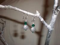 emerald crystal and silver celtic bead earrings set 2