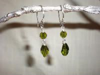 Green Swarovski Crystal and Sterling Earrings