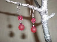 pink Swarovski crystal and glass beaded earrings