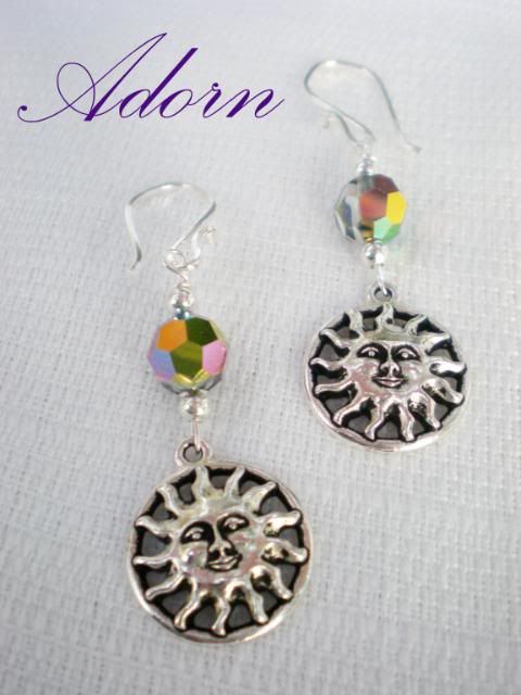 Sun and Swarovski Crystal Earrings with Sterling Silver Earwires by Adorn
