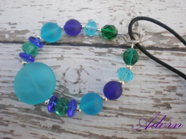 Nursing Necklace with Aqua, Green, and Cobalt Beads by Adorn