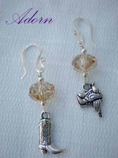 Boots and Saddles Earrings- Swarovski and Sterling Silver