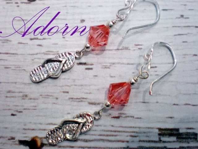 Island Vacation Flip Flop and Pink Crystal Earrings