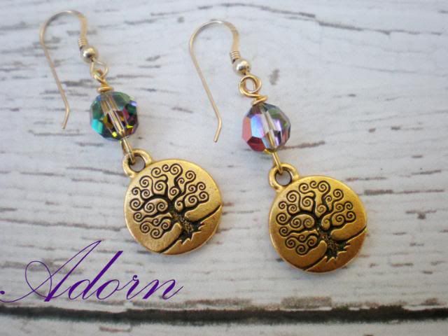 Gold Tree of Life Earrings by Adorn