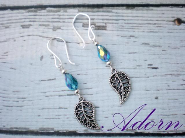 Paisley and Turquoise Crystal Earrings with Sterling Silver Earwires by Adorn