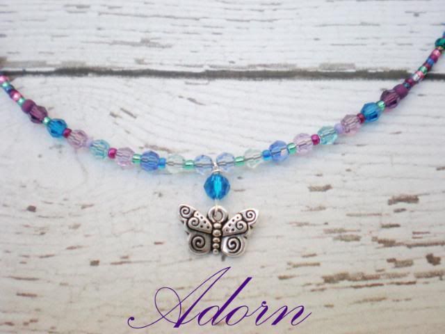 Purple and Blue Butterfly Little Girl's Necklace by Adorn