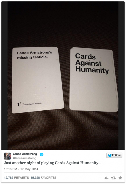 Lance Armstrong plays Cards Against Humanity