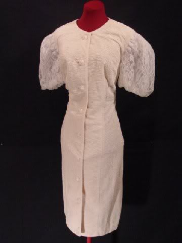 Vintage 80 39s Leslie Fay Plus Size White Lace Dress 14W