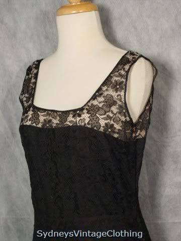 Vintage 30 39s Black Sheer Lace Mermaid Evening Dress Med 14999