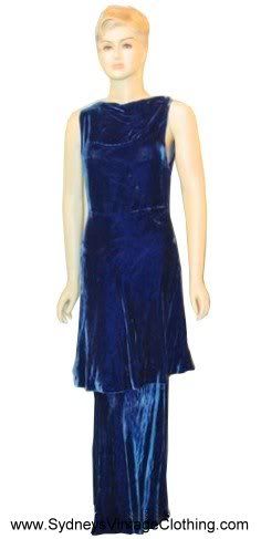 30s Blue Velvet Dress from sydneysvintageclothing.com