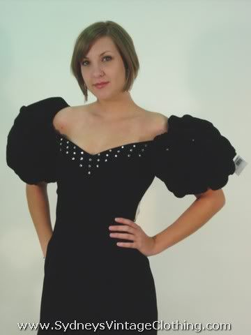 Black Evening Dress on Vintage 80 S Mike Benet Black Velvet Rhinestone Evening Dress S
