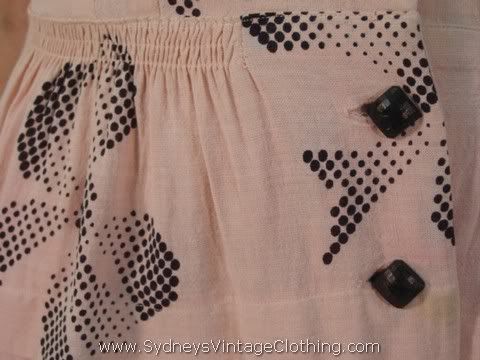 Vintage 40 39s 3D Pink Black Bow Novelty Print Dress Small 12999