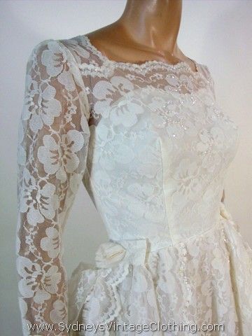 Vintage 60 39s White Rose Sheer Tiered Lace Wedding Dress Xsmall 13999