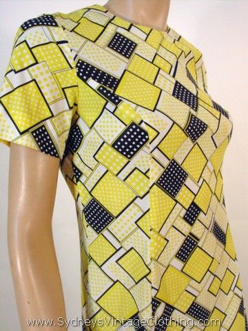 Black Tunic Dress on Vintage 60 S Yellow Black Geometric Shape Mod Dress Medium