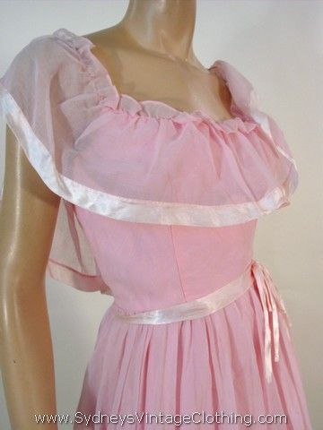 Vintage 70 39s Pink Angelo Southern Belle Prom Gown Dress Xs S