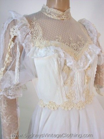 Vintage 60's Victorian Style Renaissance Lace Wedding Dress