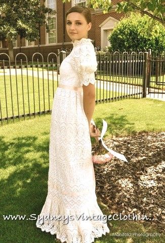 Vintage 70 39s Lorrie Deb Victorian Ivory Lace Style Wedding Dress