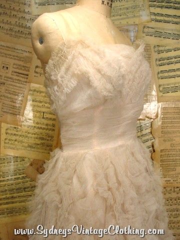 Vintage 50's Wedding Tulle Netting Ruffle Prom Dress Xsmall