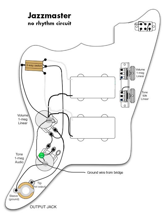 Jazzmaster Wiring Diagram - No Rhythm Circuit ... squier jazzmaster wiring diagram 