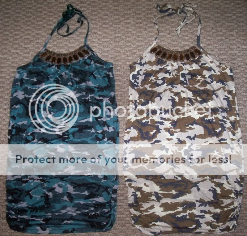 New Army Brown or Teal Camo Print Dress Juniors s M L
