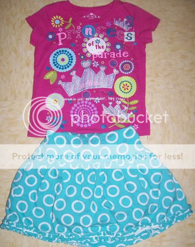 Princess Graphic with teal printed skirt (skort) by Childrens Place 